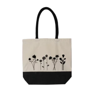 Cotton and Jute Bag with Flowers