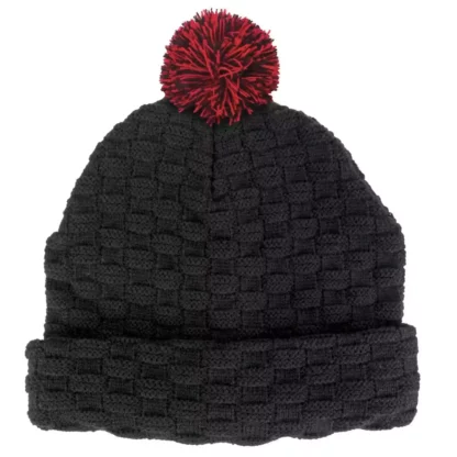 4220 Pom Pom Beanie Black Red