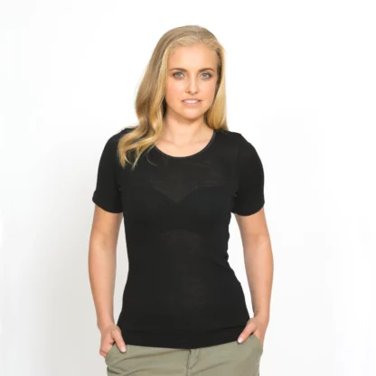 NS368 Short Sleeved Merino Black