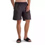 mens fundamental aop awning swim short ebony front