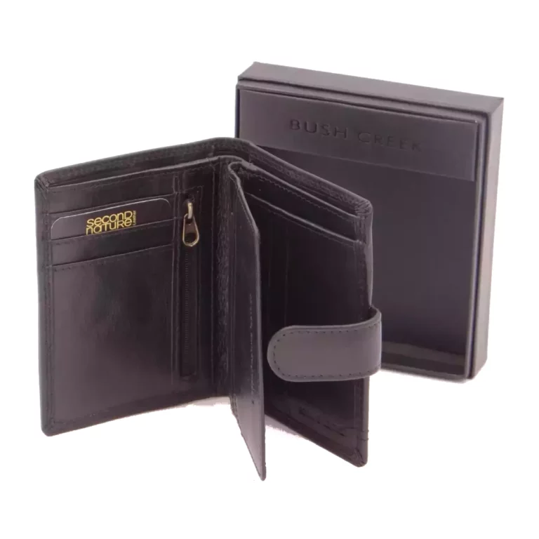 Mens Upright Wallet with Tab Black