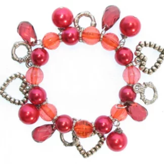 Red Crystal Heart Charms Bracelet