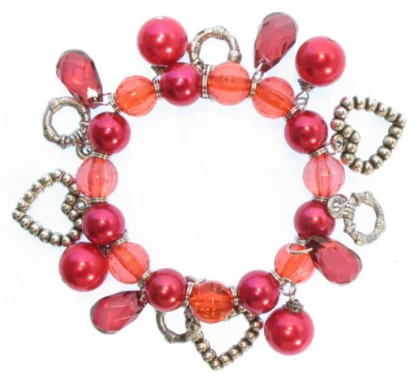 Red Crystal Heart Charms Bracelet