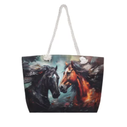 bs789 Black and Bay Horses Tote Bag